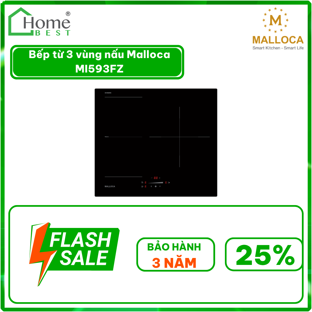 Bếp từ 3 vùng nấu Malloca MI593FZ