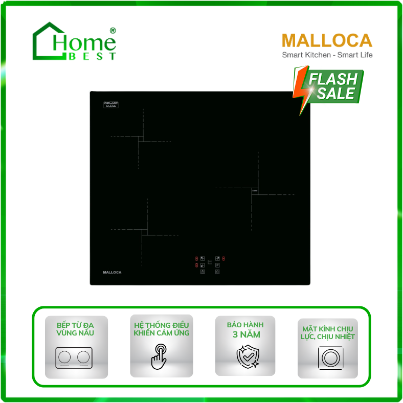 Bếp điện từ 3 vùng nấu Malloca MIH - 593 ECO