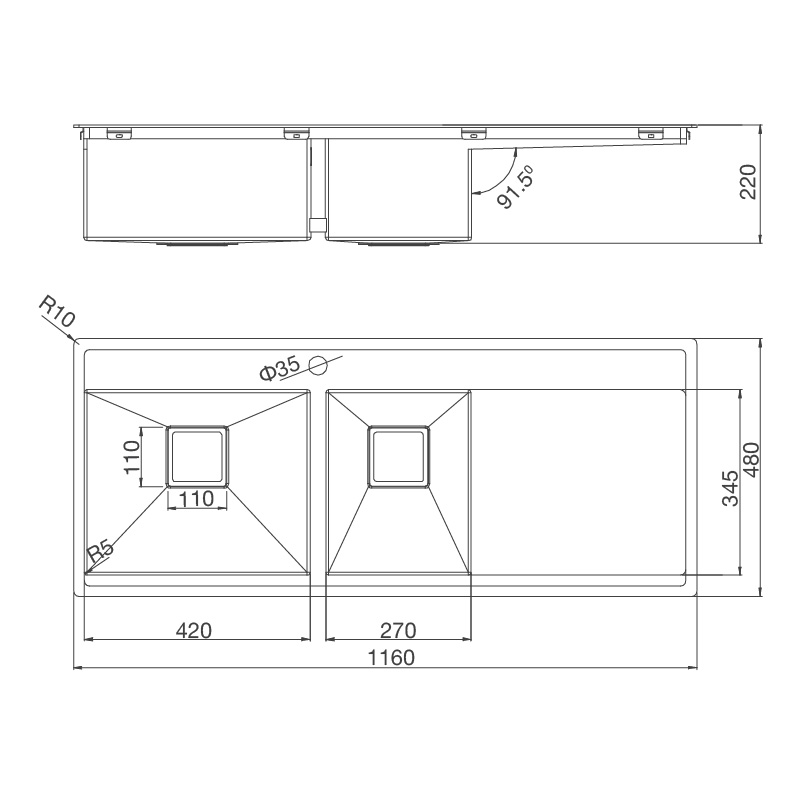 Chậu rửa inox Malloca MS 6306 ST