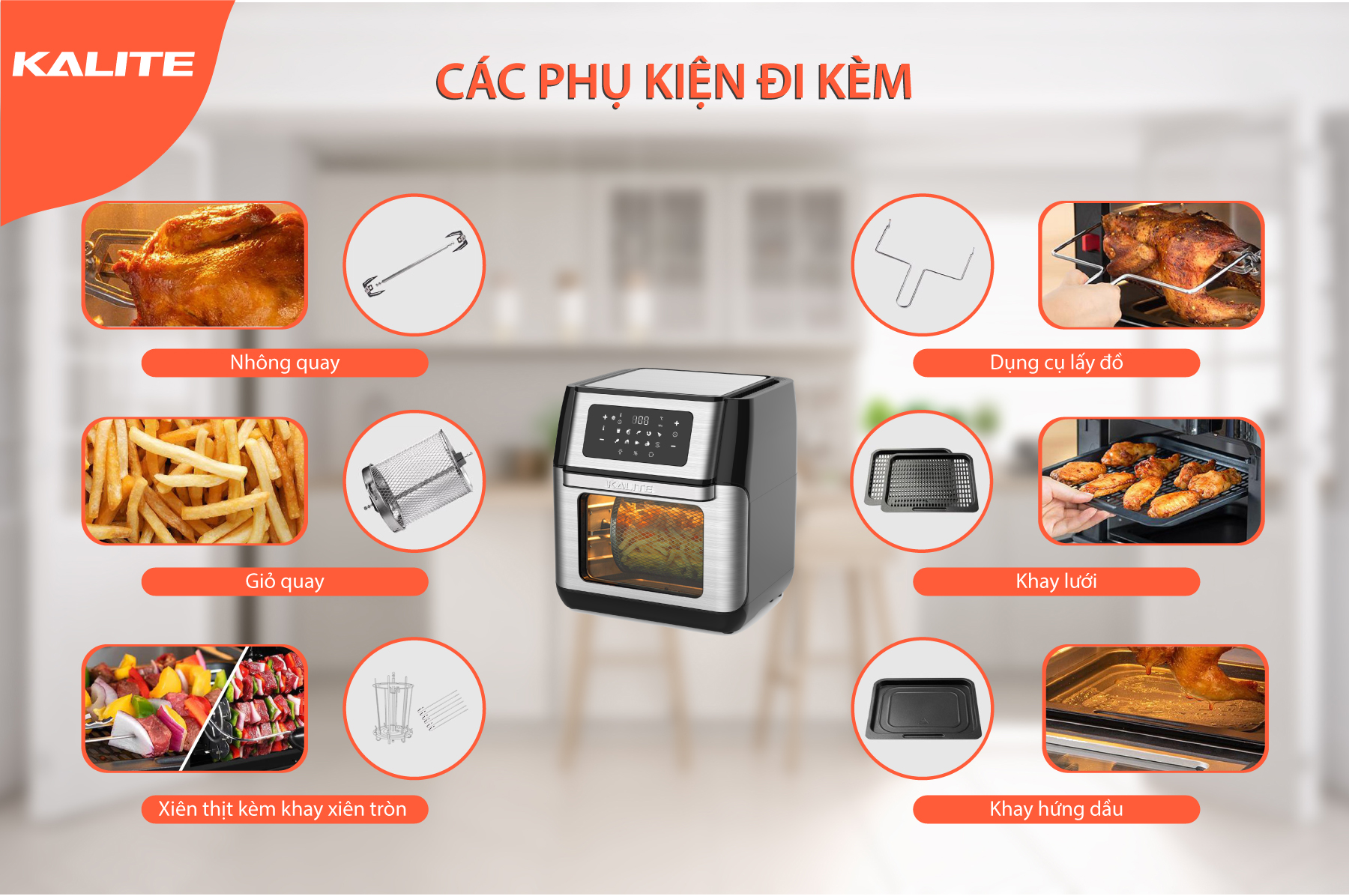 Nồi chiên không dầu Kalite Q10 10 lít hàng chính hãng