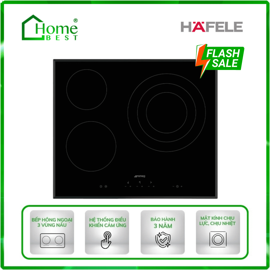Bếp hồng ngoại 3 vùng nấu Hafele Smeg SE363ETB