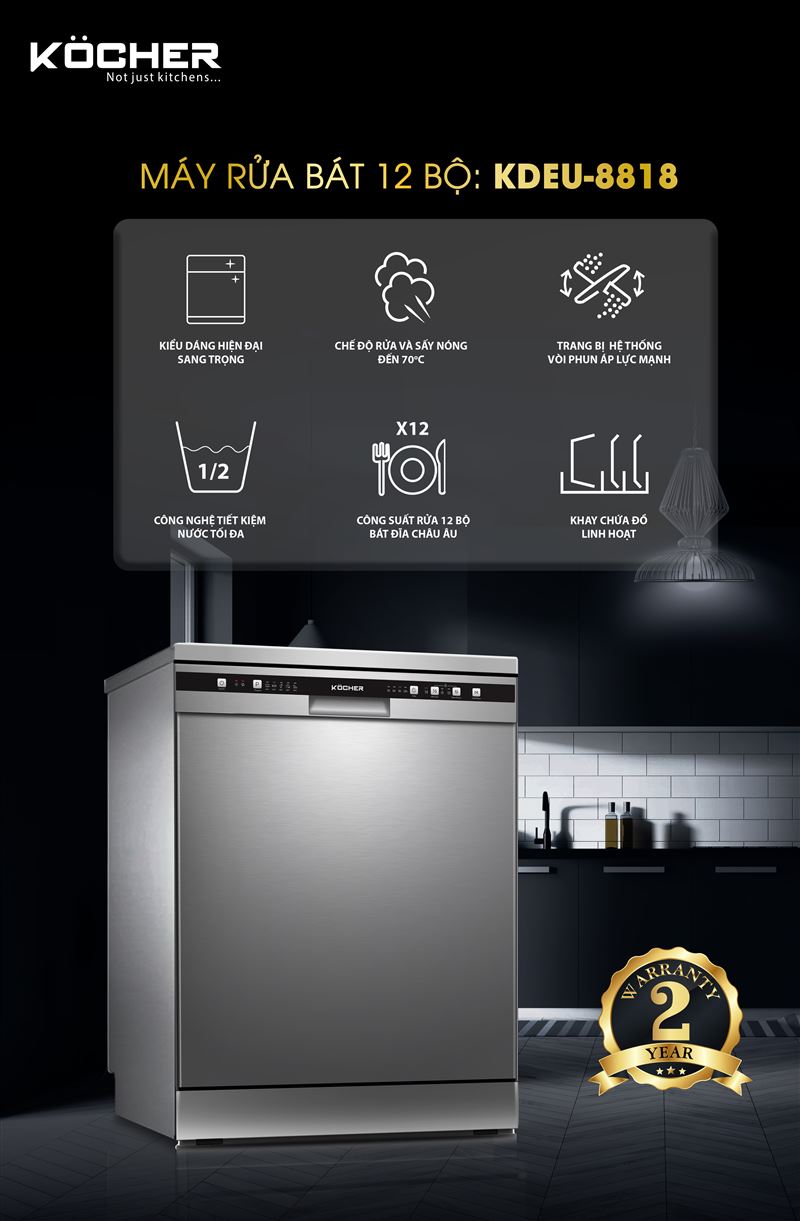 Máy rửa chén bát độc lập Kocher KDEU-8818