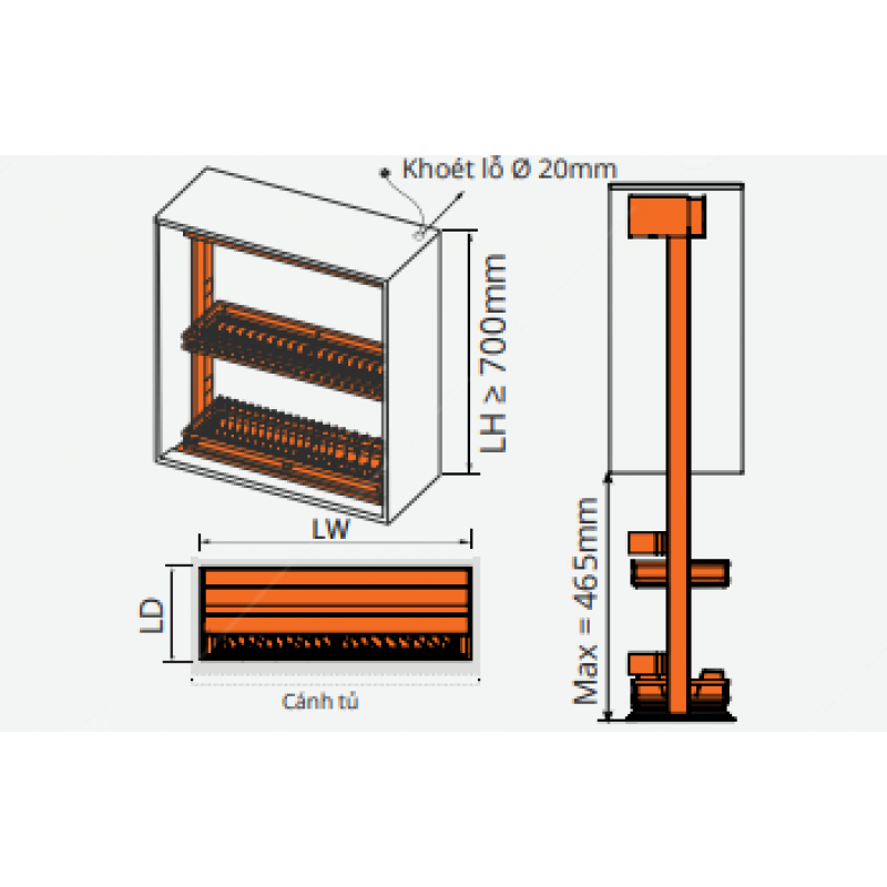 Giá gia vị nâng hạ điện Garis GL05.7X
