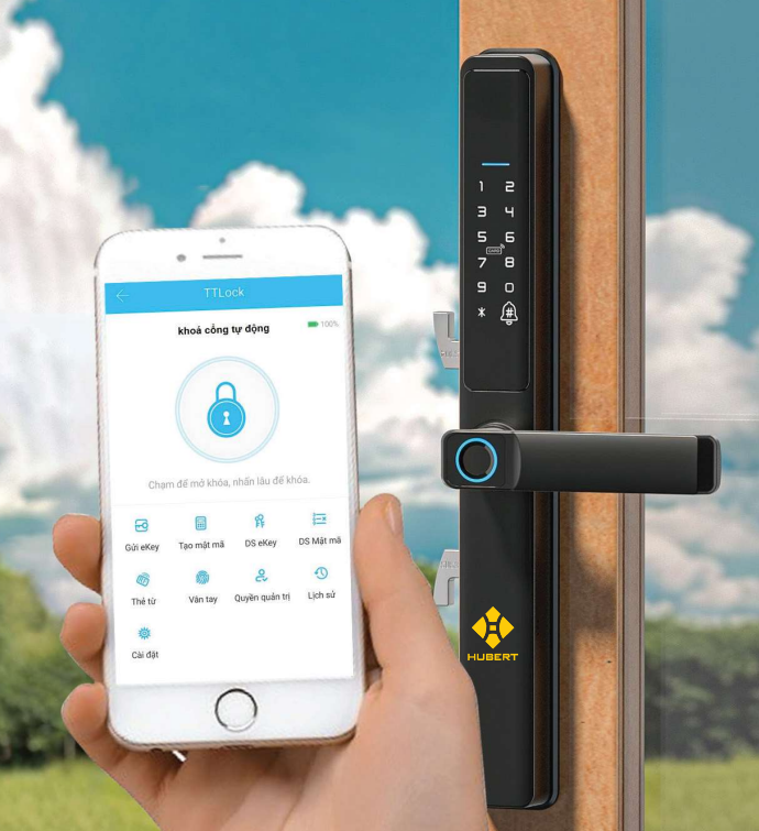 Khóa điện tử Hubert cửa nhôm HB CN21 BLACK