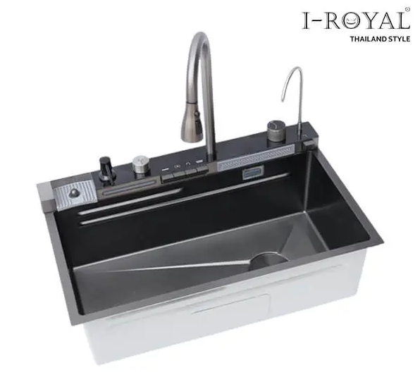 Combo Chậu vòi rửa chén tích hợp rửa ly IROYAL IR-7546 Nano Đen