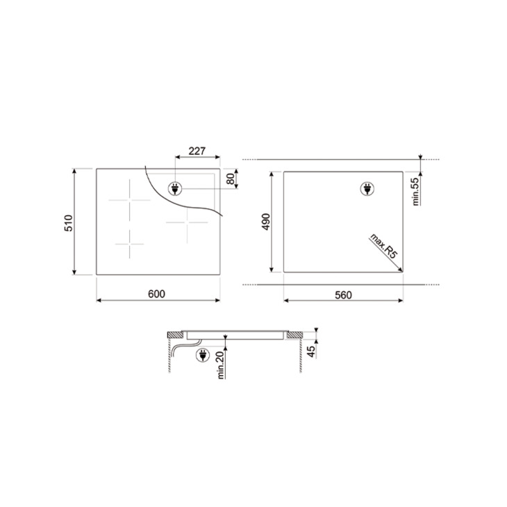 Bếp từ 3 vùng nấu Hafele Smeg SI5632D