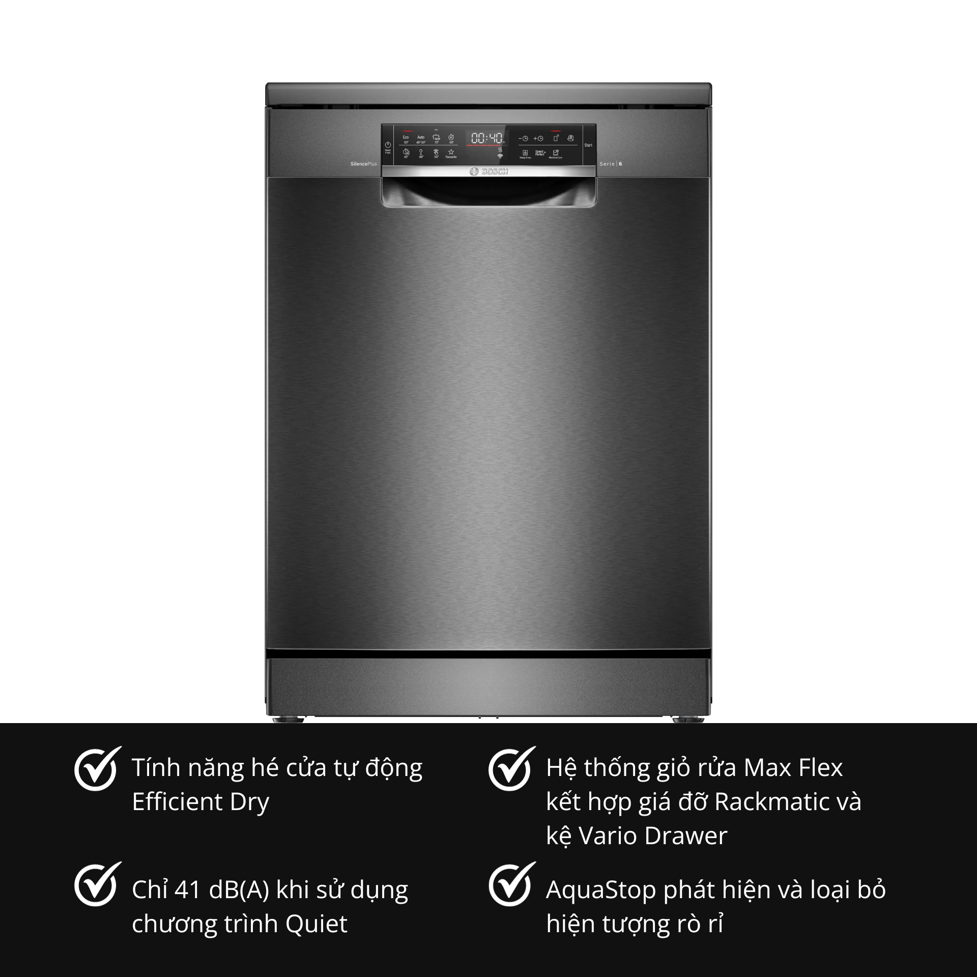 Máy rửa chén bát độc lập Bosch SMS6ECC51E Serie 6 Màu Đen