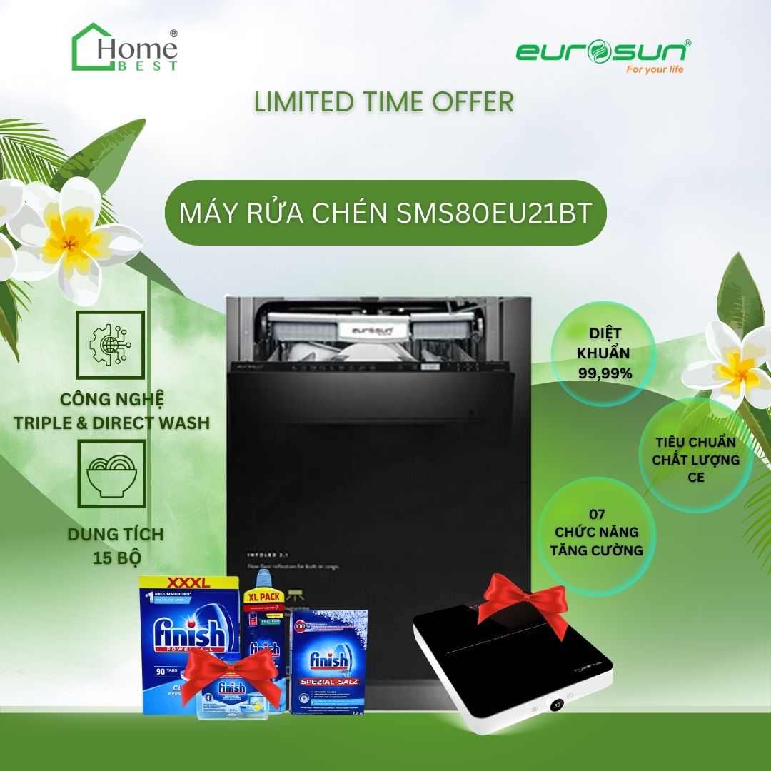 Máy rửa chén bát âm toàn phần Eurosun SMS80EU21BT