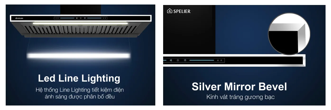Máy hút khói, hút mùi kính ngang Spelier SP 109 HC LUX ( Điều khiển cảm ứng vẫy tay )