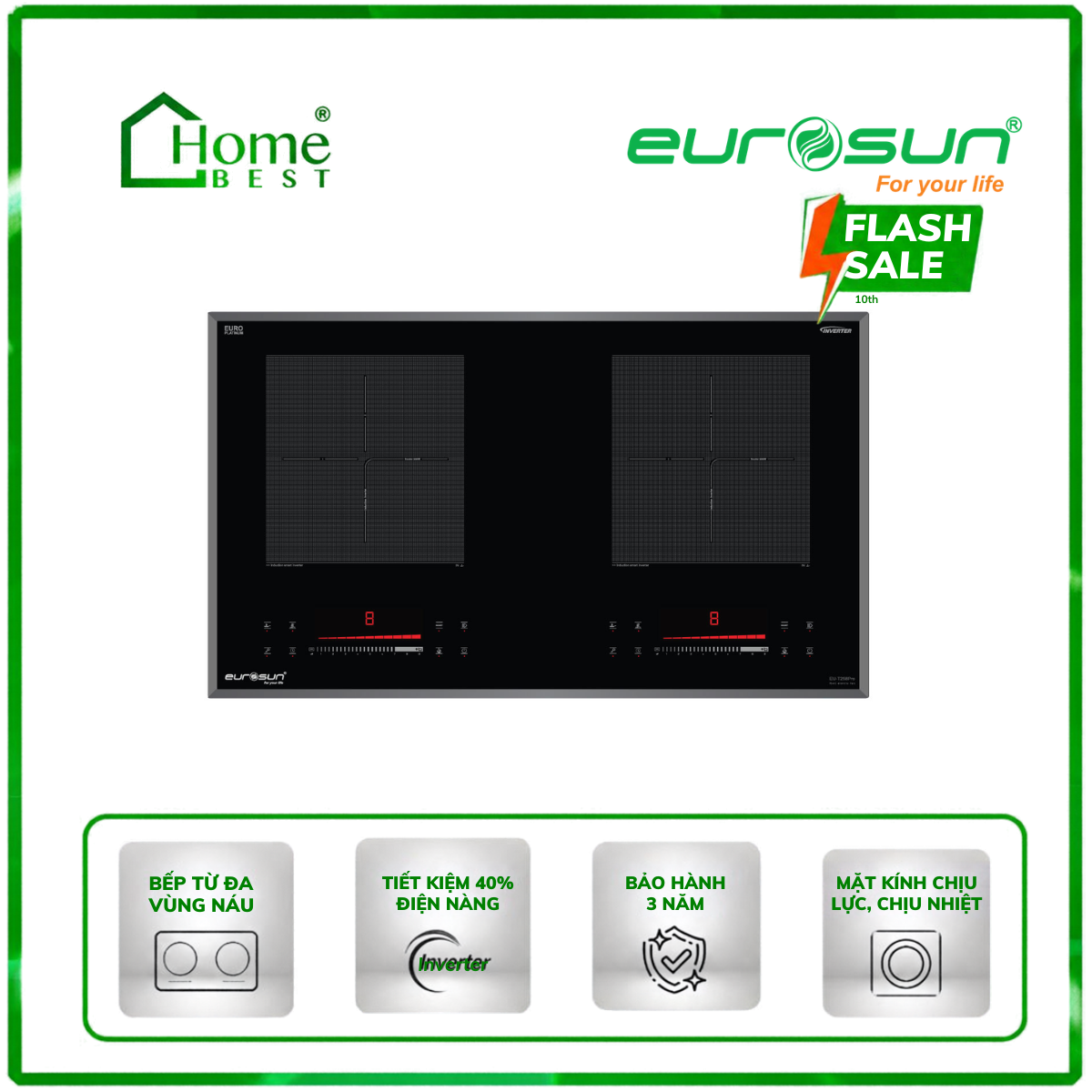 Bếp từ đôi Eurosun EU-T258Pro