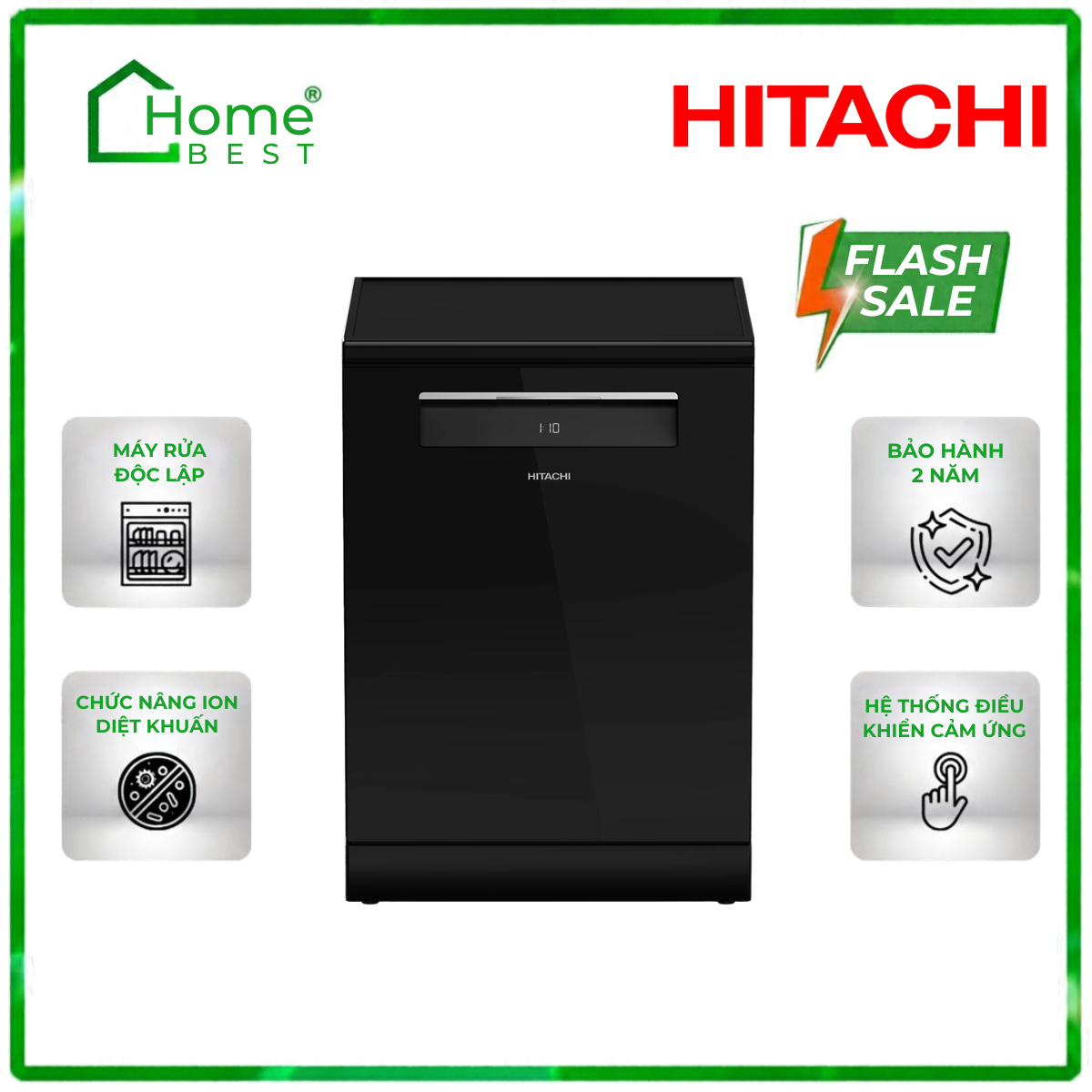 Máy rửa chén độc lập Hitachi HDF-F158CVGB