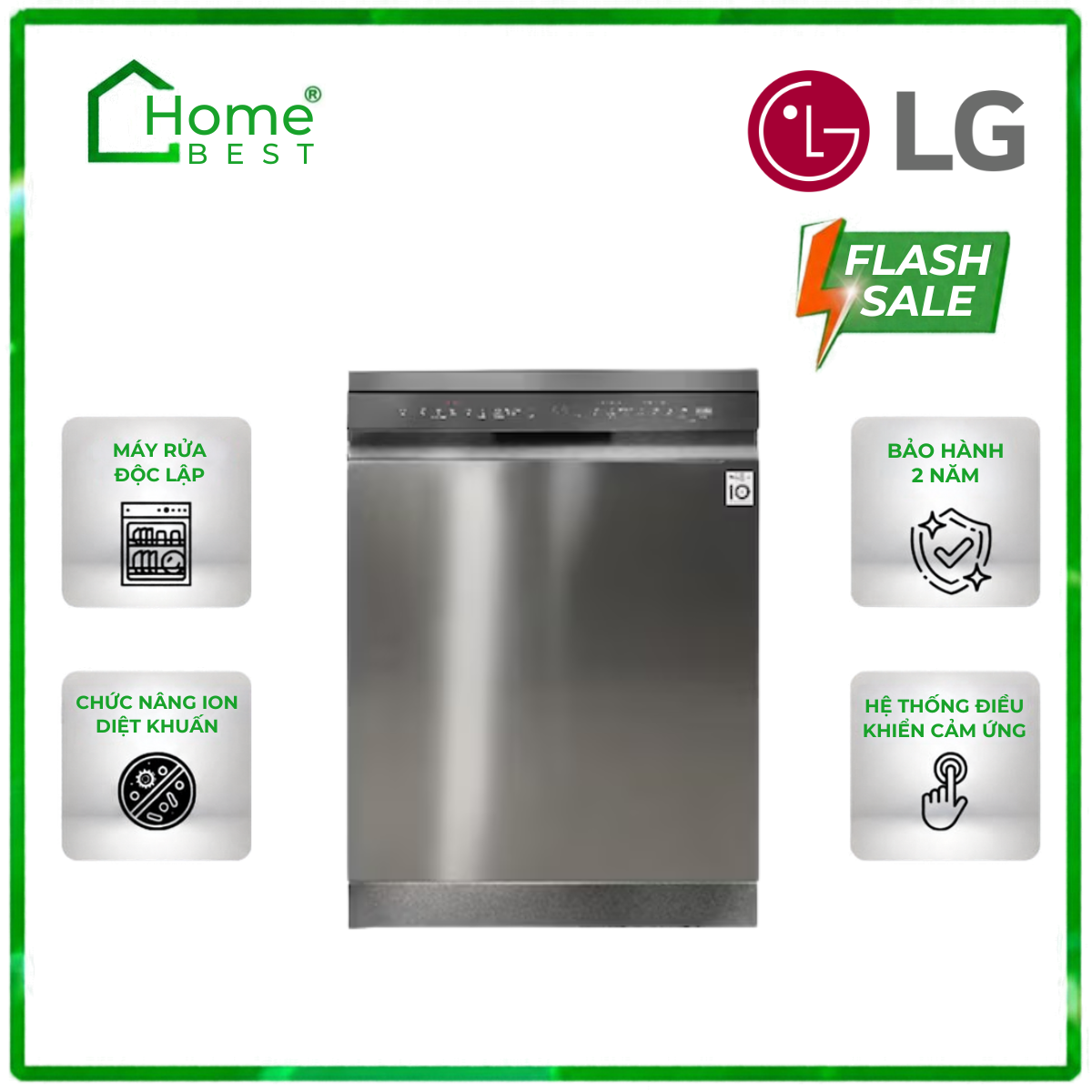 Máy rửa bát độc lập LG Quadwash TrueSteam™ màu đen bóng LDT14BSA4