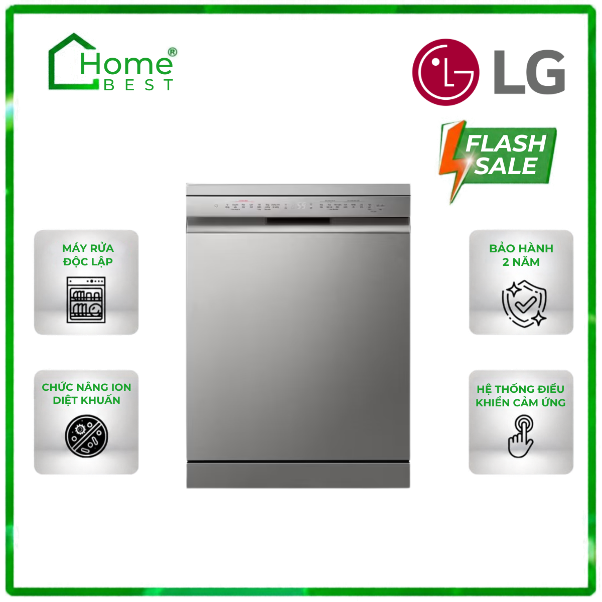 Máy rửa chén độc lập LG LDT14SVA4 TrueSteam màu bạc