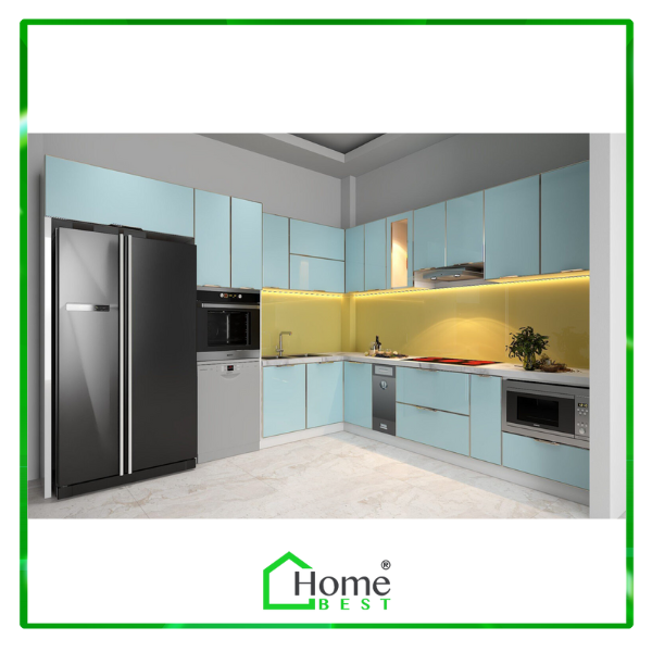 Kính Tủ bếp nhựa PVC cao cấp kết hợp với cánh kính