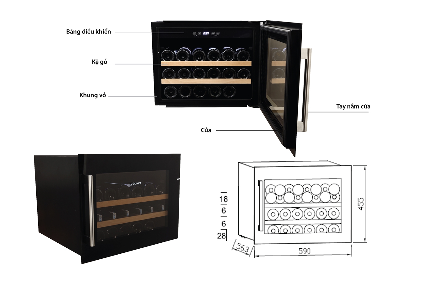 Tủ Rượu Kocher KWEU-1128B