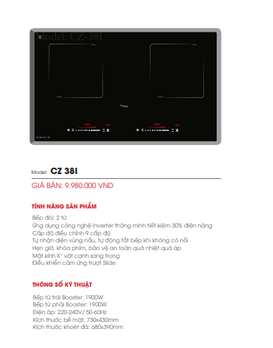 Bếp từ đôi Canzy CZ-38I