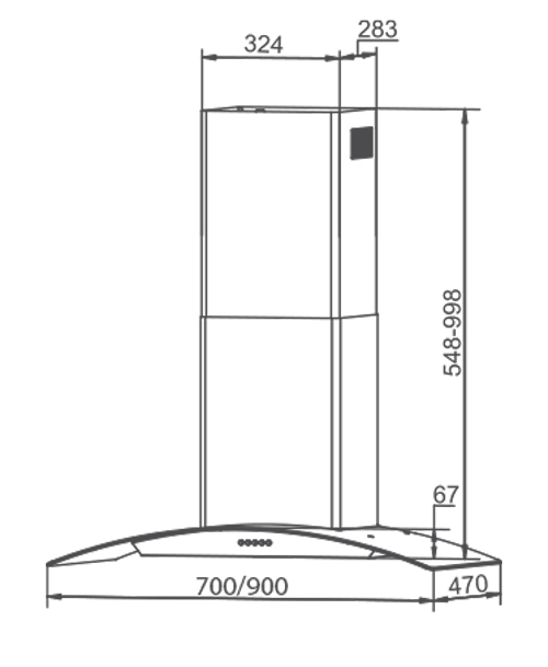 Máy hút khói, hút mùi kính cong Canzy CZ 1870