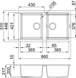 Chậu rửa bằng đá Malloca TITANIUM K - 45073