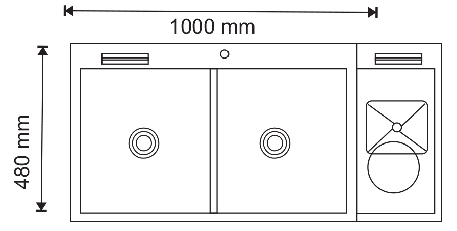 CHẬU RỬA CHÉN I-ROYAL 10048 2 HỘC CÂN CÓ CÀI DAO-THỚT-RÁC INOX 304 ĐÚC IR-10048RDT 304