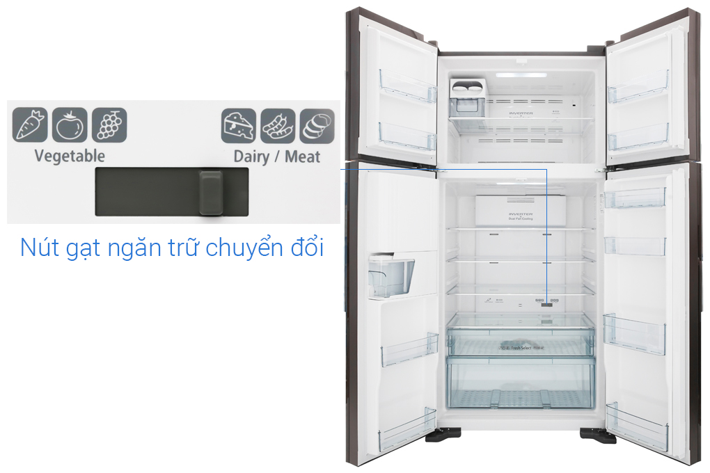 Tủ lạnh 4 cánh Hitachi R-FW690PGV7 GBW