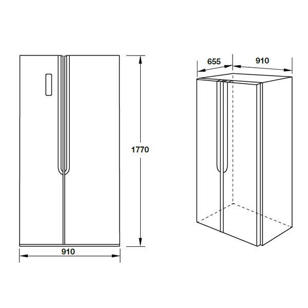 Kích thước tủ lạnh Hafele HF-SBSID