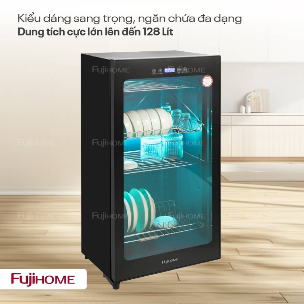 Tủ sấy chén bát tiệt trùng Fujihome DD128 khử trùng đa năng bằng tia UV và Ozone