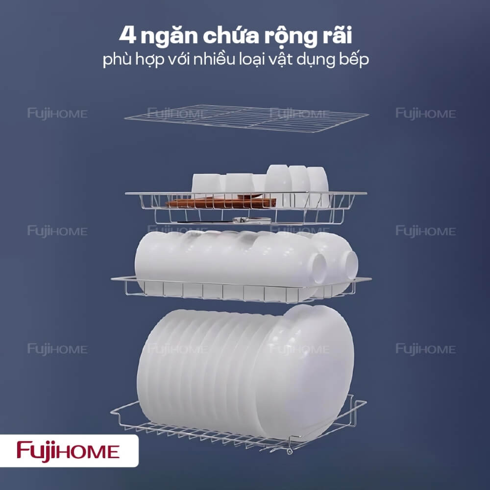 Tủ sấy chén bát tiệt trùng Fujihome DD128 khử trùng đa năng bằng tia UV và Ozone