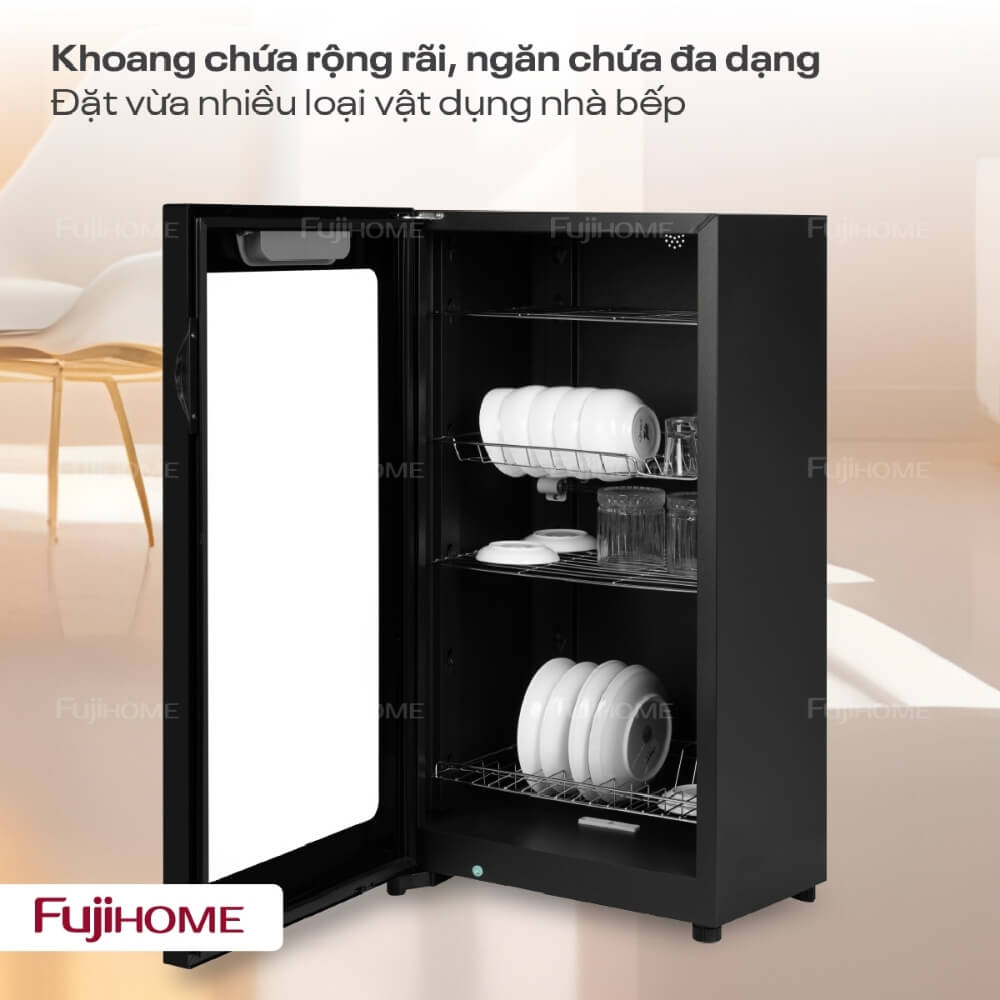 Tủ sấy chén bát tiệt trùng Fujihome DD128 khử trùng đa năng bằng tia UV và Ozone