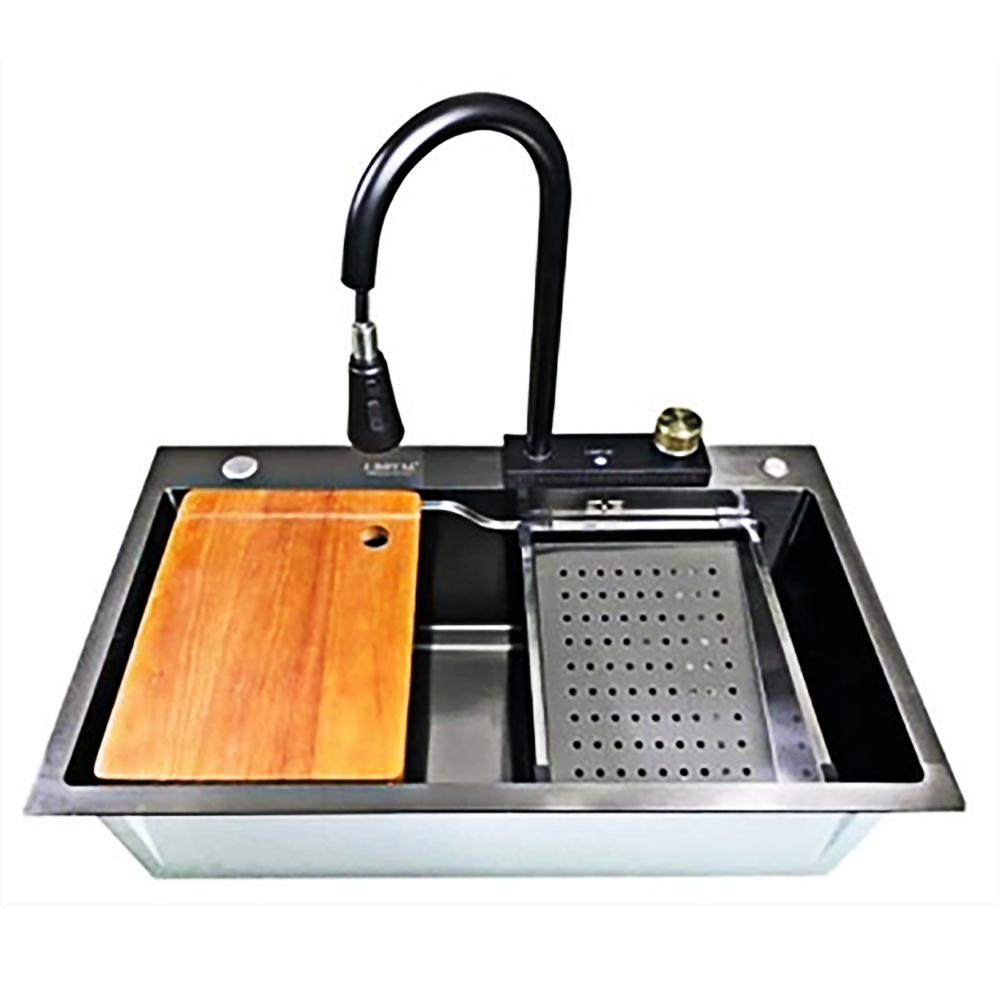 Combo Chậu rửa chén I-Royal IR-7546CBNSBL 1 hộc inox phủ nano đen