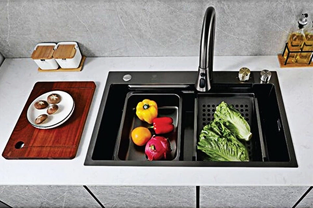 Combo Chậu rửa chén I-Royal IR-7546CBNSBL 1 hộc inox phủ nano đen