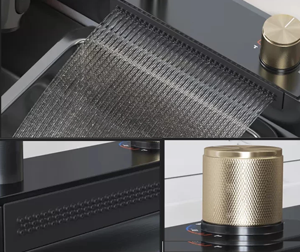 Combo Chậu rửa chén I-Royal IR-7546CBNSBL 1 hộc inox phủ nano đen