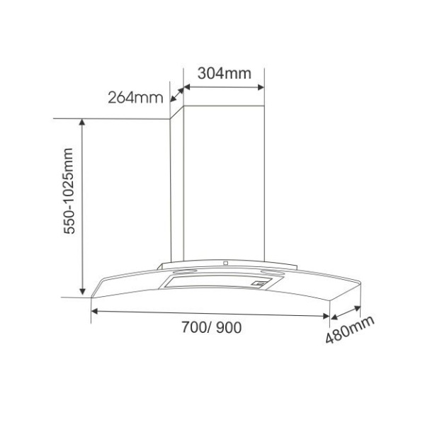 Máy hút khói, hút mùi kính cong Faster FS 3388C2 - 90B