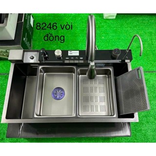 Chậu rửa chén 1 hộc 8246 - Nano đen 5 phím