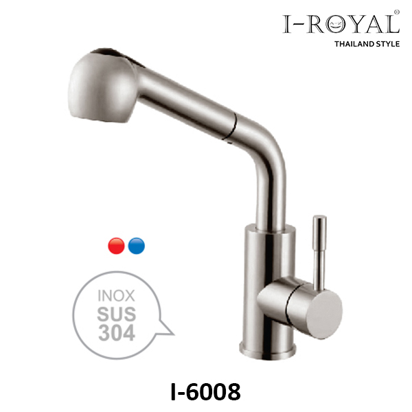 Vòi rửa nóng lạnh dây rút inox 304 I-Royal I-6008