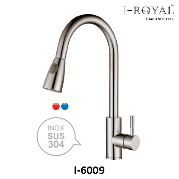 Vòi rửa nóng lạnh dây rút inox 304 I-ROYAL I-6009