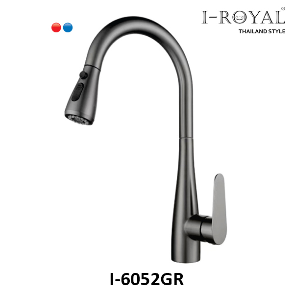 Vòi rửa nóng lạnh dây rút đồng thau mạ xám I-Royal I-6052GR