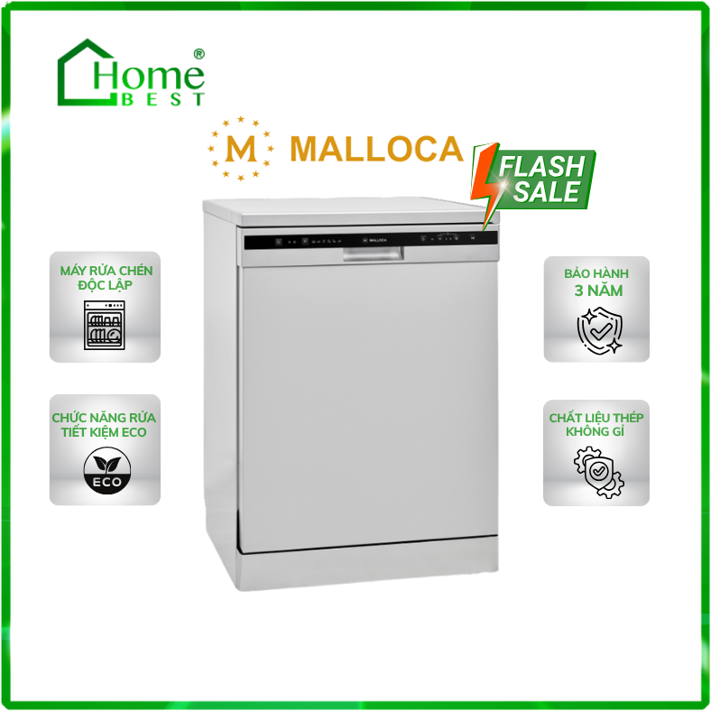 Máy rửa chén bát độc lập Malloca WQP12-5201E