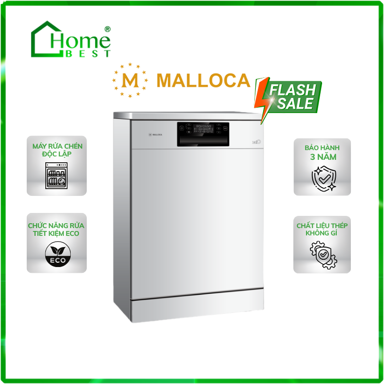 Máy rửa chén bát độc lập Malloca WQP12-J7223A E5