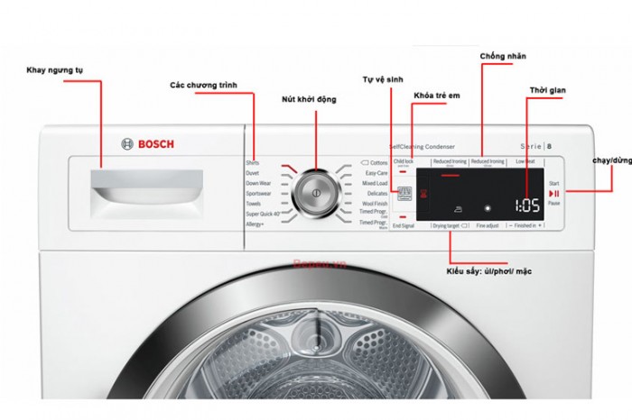 Máy sấy 9kg Bosch WTW87561SG