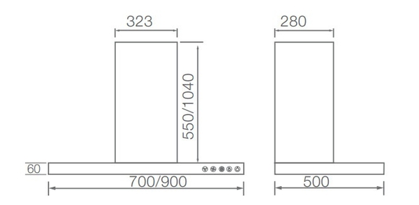 Máy hút khói, hút mùi kính ngang Canzy CZ HE70SS