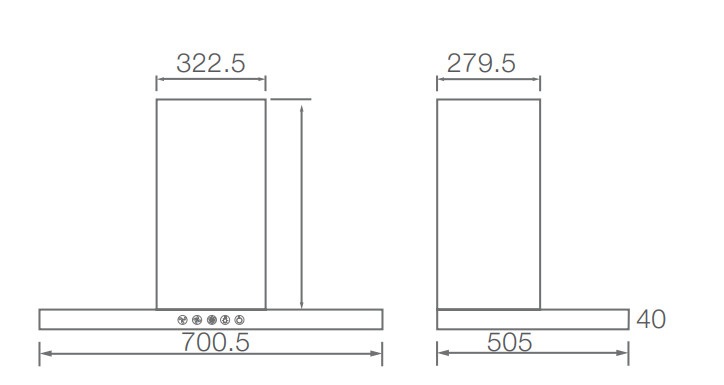 Máy hút khói, hút mùi kính ngang Canzy CZ TS700SS