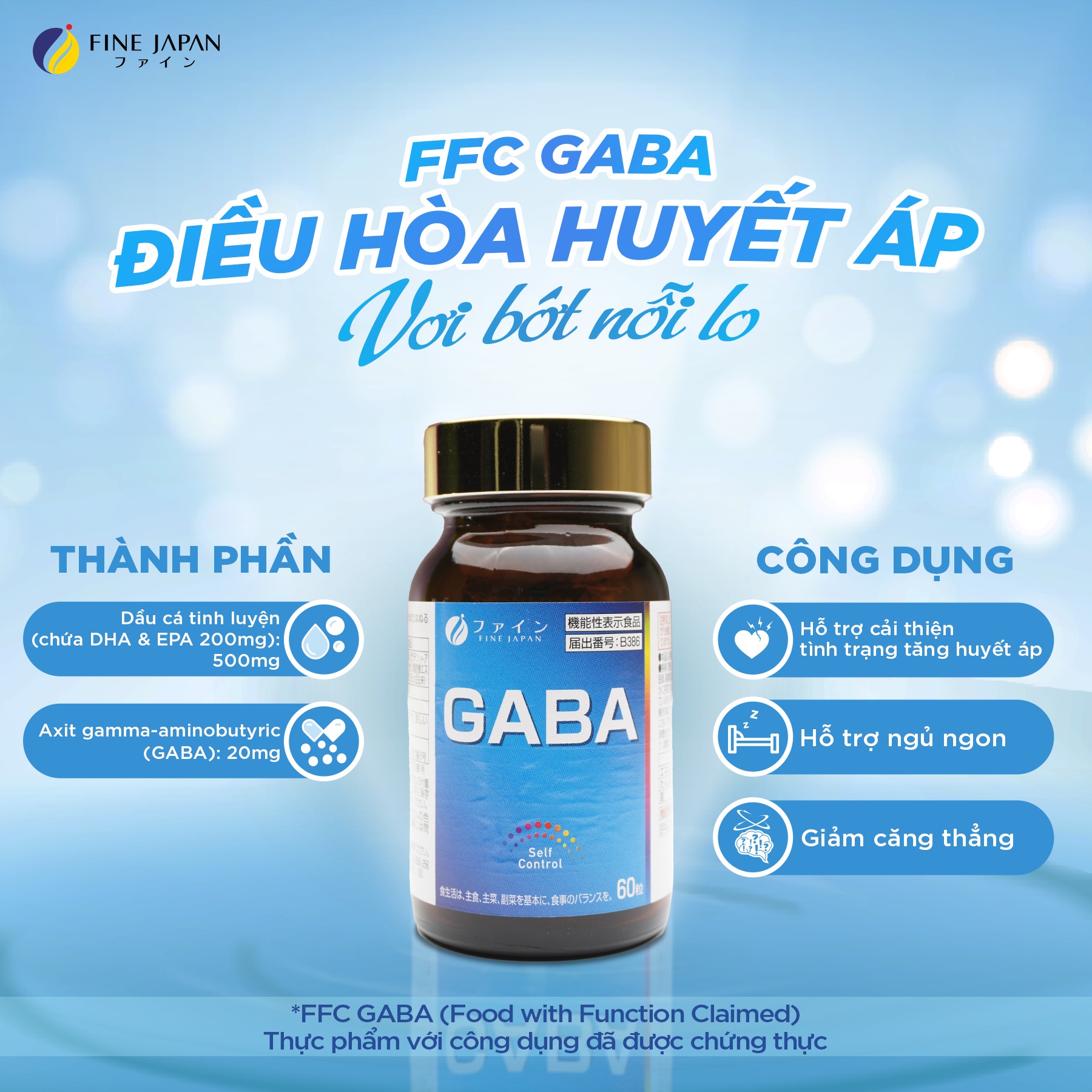 Thành Phần của Thực phẩm chức năng hỗ trợ ổn định huyết áp GABA NHẬT BẢN