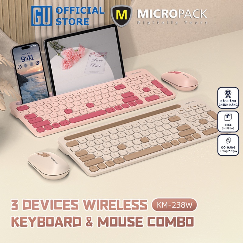 Bộ bàn phím kèm chuột không dây MicroPack Lifestyle KM-238W - Bộ Đôi Tiện Ích
