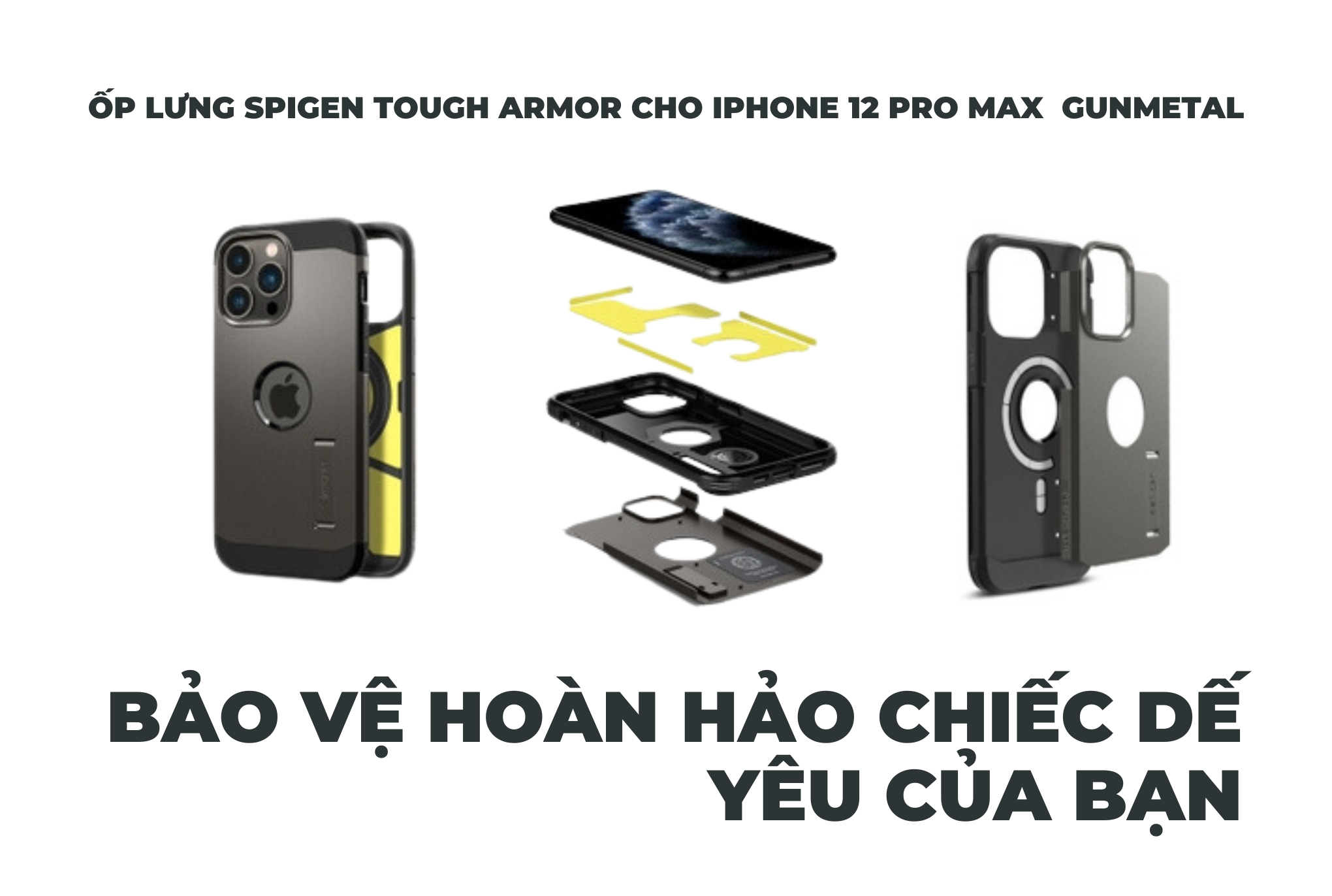 Ốp lưng SPIGEN Tough Armor cho iPhone 12 Pro Max - Gunmetal Bảo vệ hoàn hảo chiếc dế yêu của bạn