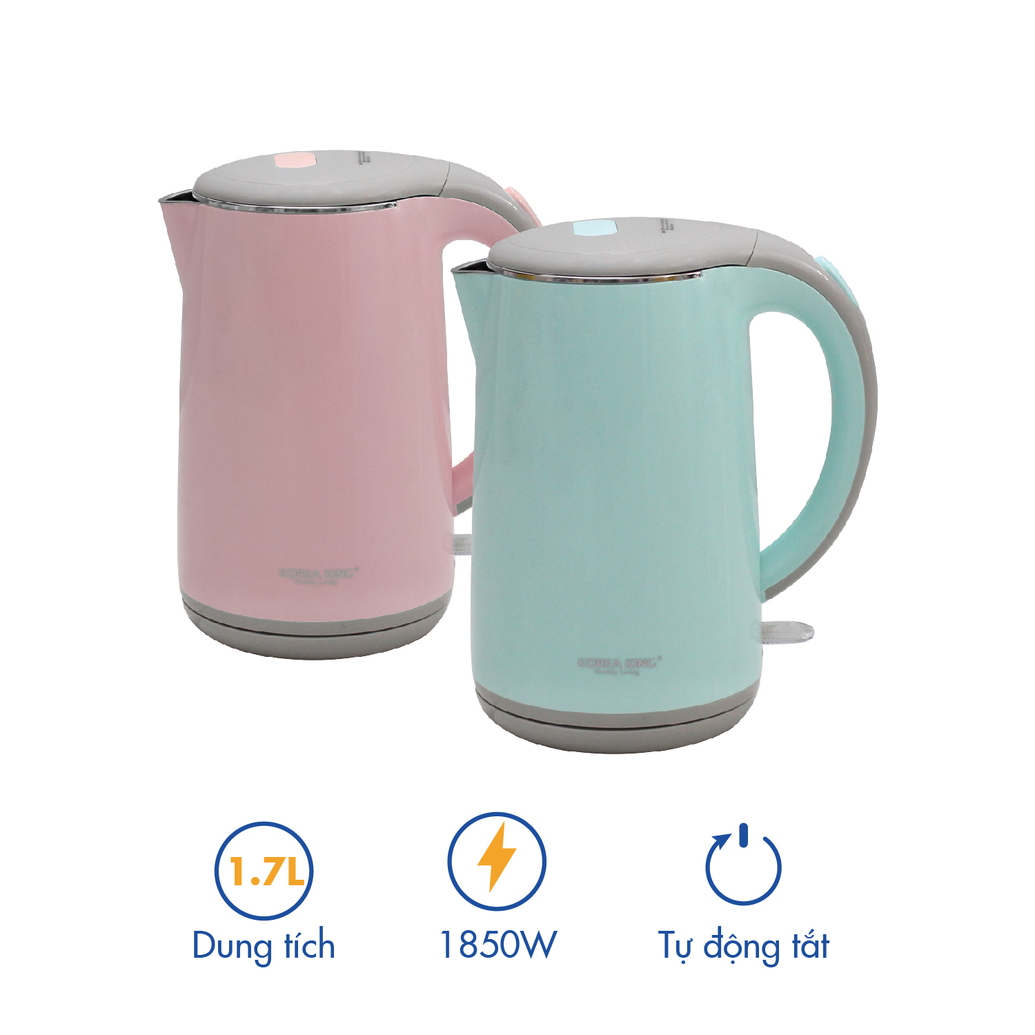 Ấm điện đun nước với 2 lớp cách nhiệt an toàn