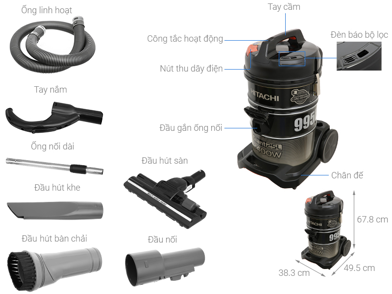 Máy hút bụi công nghiệp Hitachi CV-995HC 24CV CGB