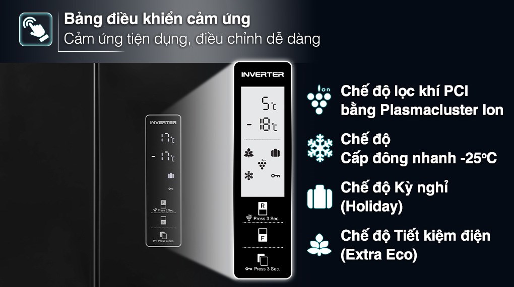 Tủ lạnh Sharp Inverter 401 lít Multi Door SJ-FXP480VG-BK