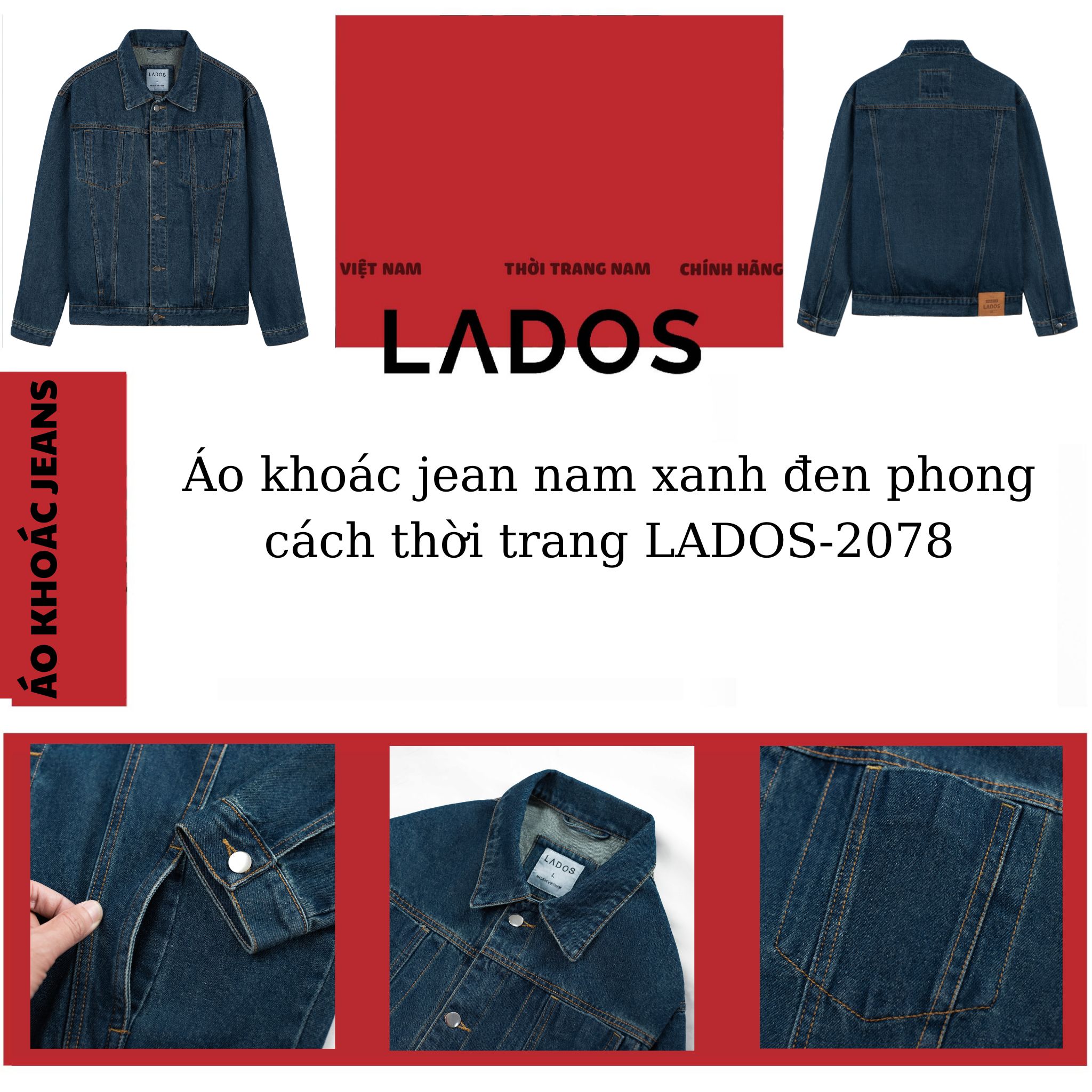 Áo Khoác Jean Vintage Nam Thời Trang Cao Cấp Lados - Ld2078 | Lados