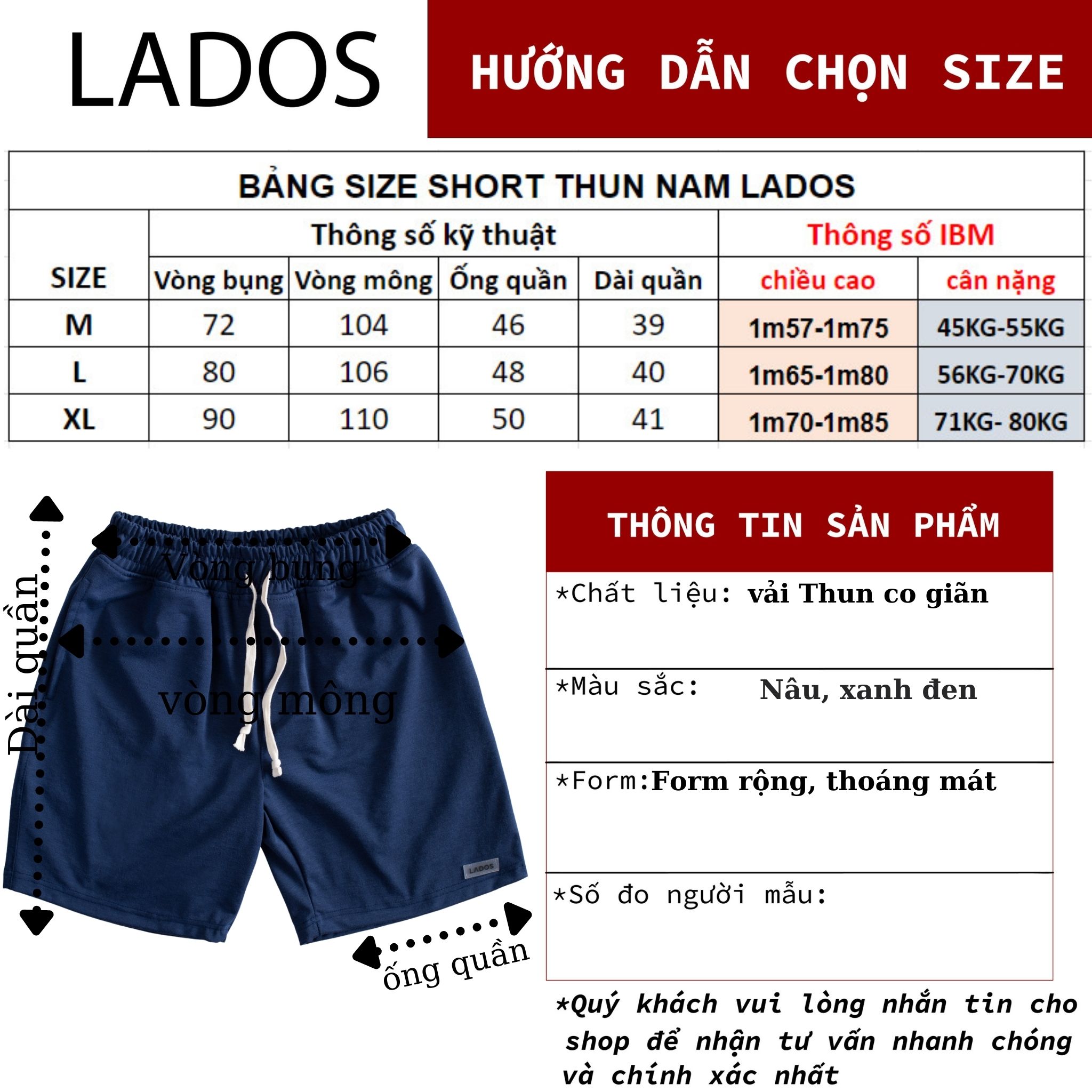 Quần short thun nam LADOS - 4070 Quần short thun nam LADOS - 4070
