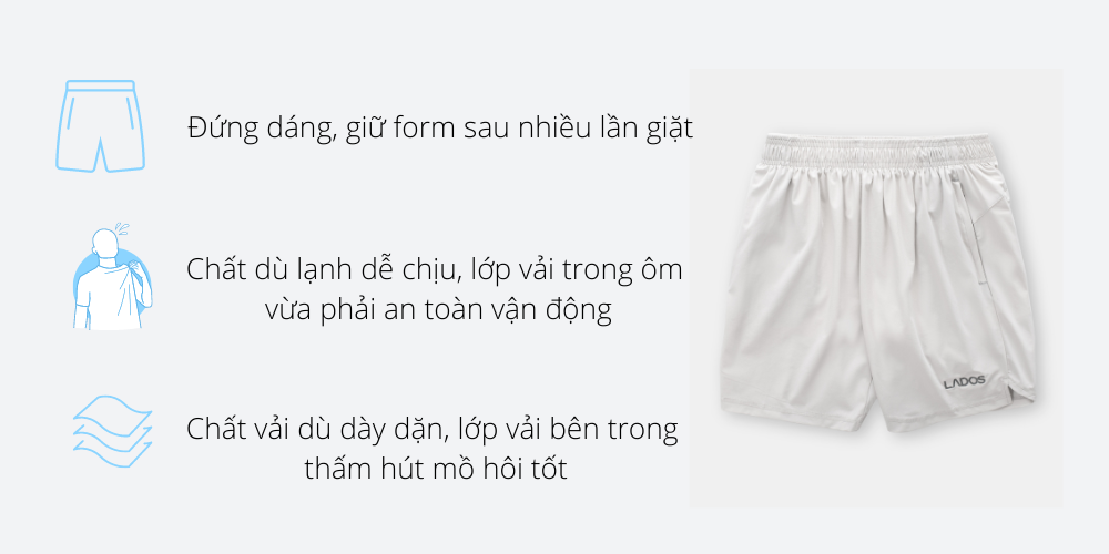 Quần short dù thể thao 2 lớp LADOS - 4077